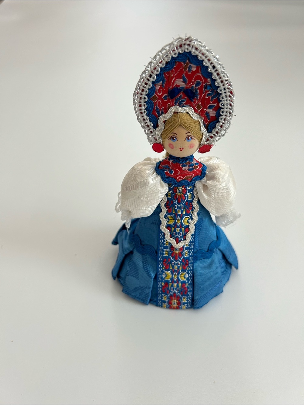 VTG Russian Folk Art Cone Doll
Wood Painted Face
Traditional Kokoshnik Dress
6”